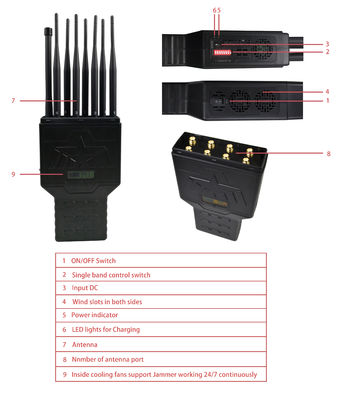 8 Bands 30m 18W Cell Phone Signal Jammer LOJACK With Hidden Antenna